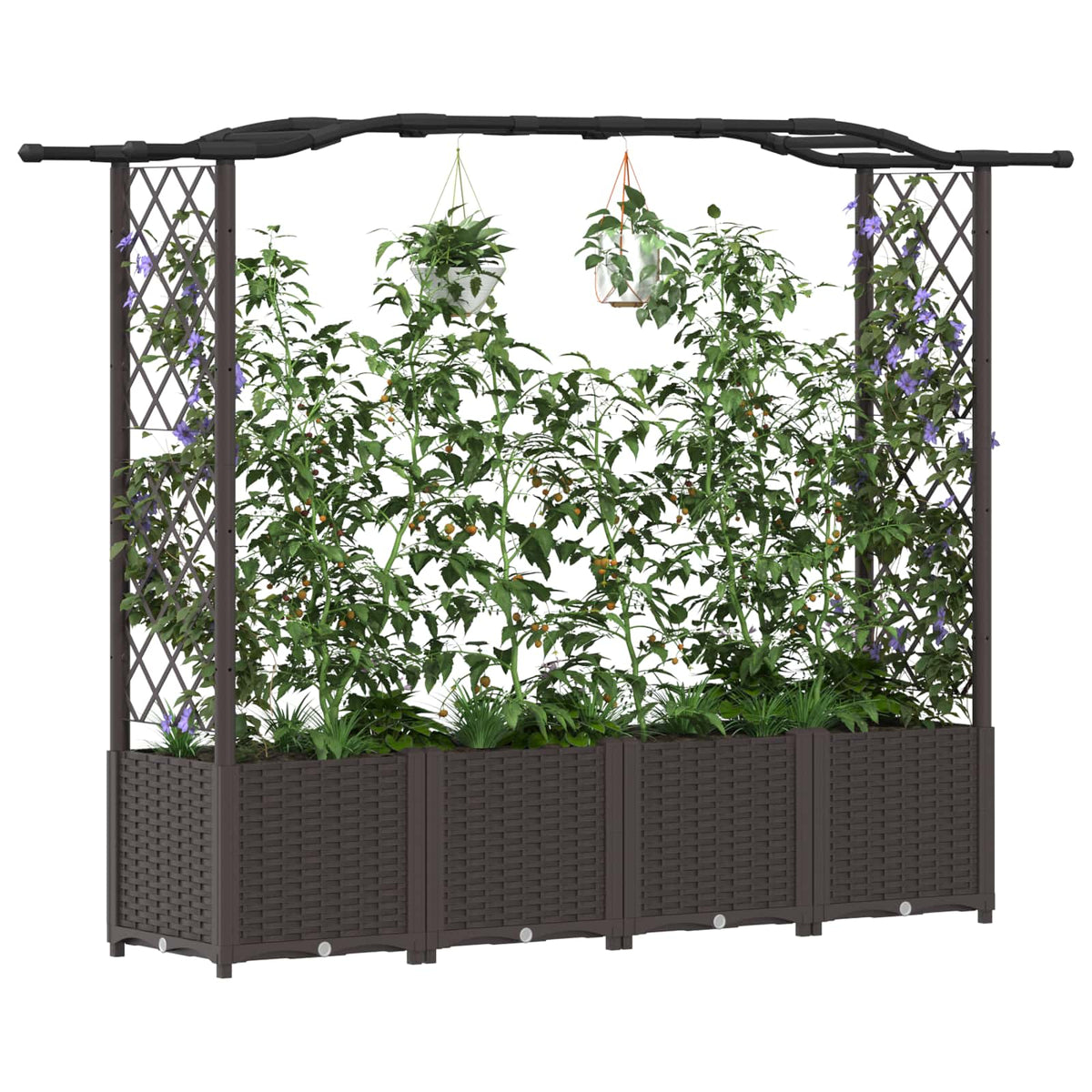 Vidaxl verhoogd bed met trellis en dak bruin 204 x 40 x 138 cm pp
