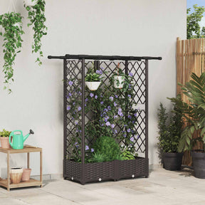 Vidaxl verhoogd bed met trellis en dak bruin 124 x 40 x 121 cm pp