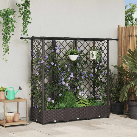Vidaxl verhoogd bed met trellis en dak bruin 164 x 40 x 121 cm pp