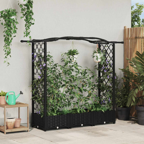 Vidaxl verhoogd bed met trellis en dak zwart 169 x 40 x 123 cm pp