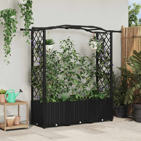 Vidaxl verhoogd bed met trellis en dak zwart 164 x 40 x 138 cm pp