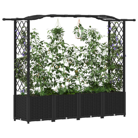 Vidaxl verhoogd bed met trellis en dak zwart 204 x 40 x 138 cm pp