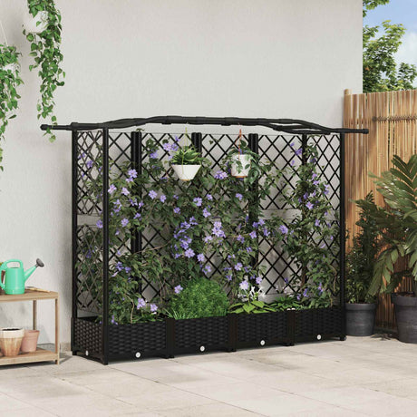 Vidaxl verhoogd bed met trellis en dak zwart 203,5 x 40 x 123 cm pp