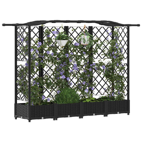 Vidaxl verhoogd bed met trellis en dak zwart 203,5 x 40 x 123 cm pp
