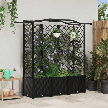 Vidaxl verhoogd bed met trellis en dak zwart 163 x 40 x 138 cm pp