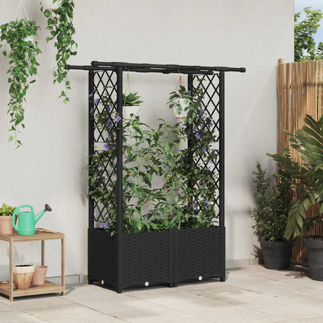 Vidaxl verhoogd bed met trellis en dak zwart 124,5 x 40 x 136 cm pp