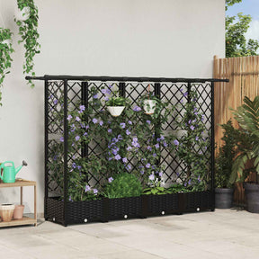 Vidaxl verhoogd bed met trellis en dak zwart 202,5 x 40 x 121 cm pp