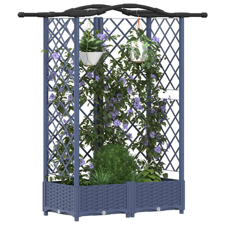 Vidaxl verhoogd bed met trellis en dak grijs 124 x 40 x 123 cm pp