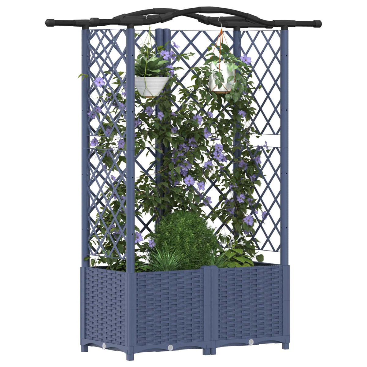 Vidaxl verhoogd bed met trellis en dak grijs 122 x 40 x 138 cm pp