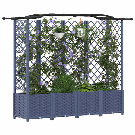 Vidaxl verhoogd bed met trellis en dak grijs 204 x 40 x 138 cm pp