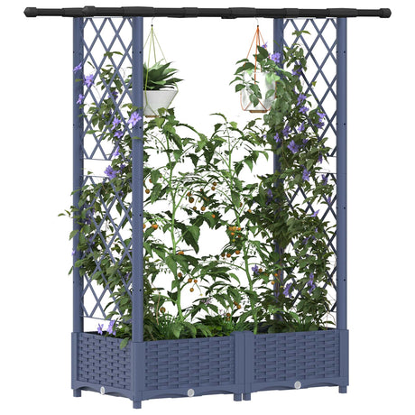 Vidaxl verhoogd bed met trellis en dak grijs 122,5 x 40 x 121 cm pp