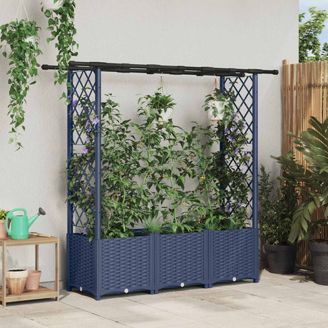 Vidaxl verhoogd bed met trellis en dak grijs 162,5 x 40 x 136 cm pp