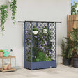 Vidaxl verhoogd bed met trellis en dak grijs 124 x 40 x 121 cm pp