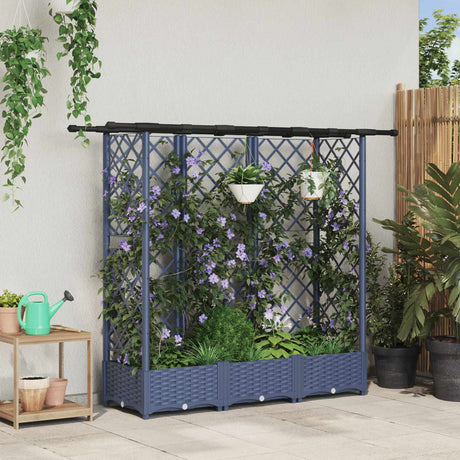 Vidaxl verhoogd bed met trellis en dak grijs 164 x 40 x 121 cm pp
