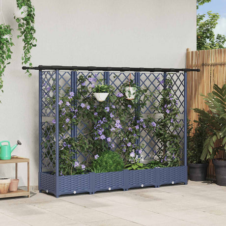 Vidaxl verhoogd bed met trellis en dak grijs 202,5 x 40 x 121 cm pp