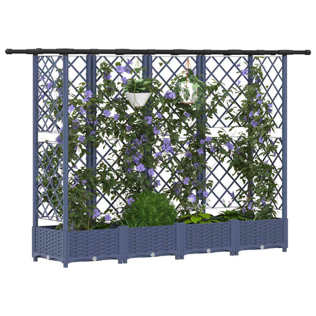 Vidaxl verhoogd bed met trellis en dak grijs 202,5 x 40 x 121 cm pp