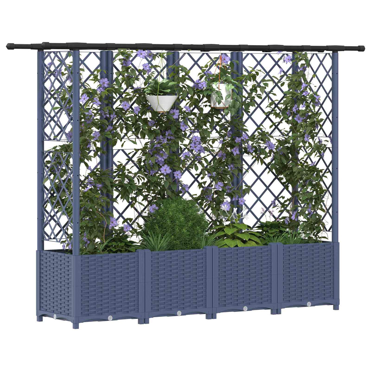 Vidaxl verhoogd bed met trellis en dak grijs 202 x 40 x 136 cm pp