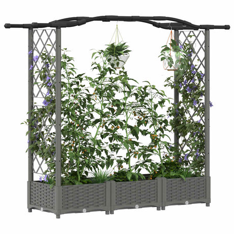 Vidaxl verhoogd bed met trellis en dak lichtgrijs 169 x 40 x 123 cm pp