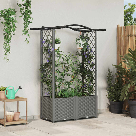 Vidaxl verhoogd bed met trellis en dak lichtgrijs 125 x 40 x 138 cm pp