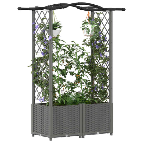 Vidaxl verhoogd bed met trellis en dak lichtgrijs 125 x 40 x 138 cm pp
