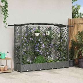 Vidaxl verhoogd bed met trellis en dak lichtgrijs 203,5 x 40 x 123 cm
