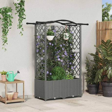 Vidaxl verhoogd bed met trellis en dak lichtgrijs 122 x 40 x 138 cm pp