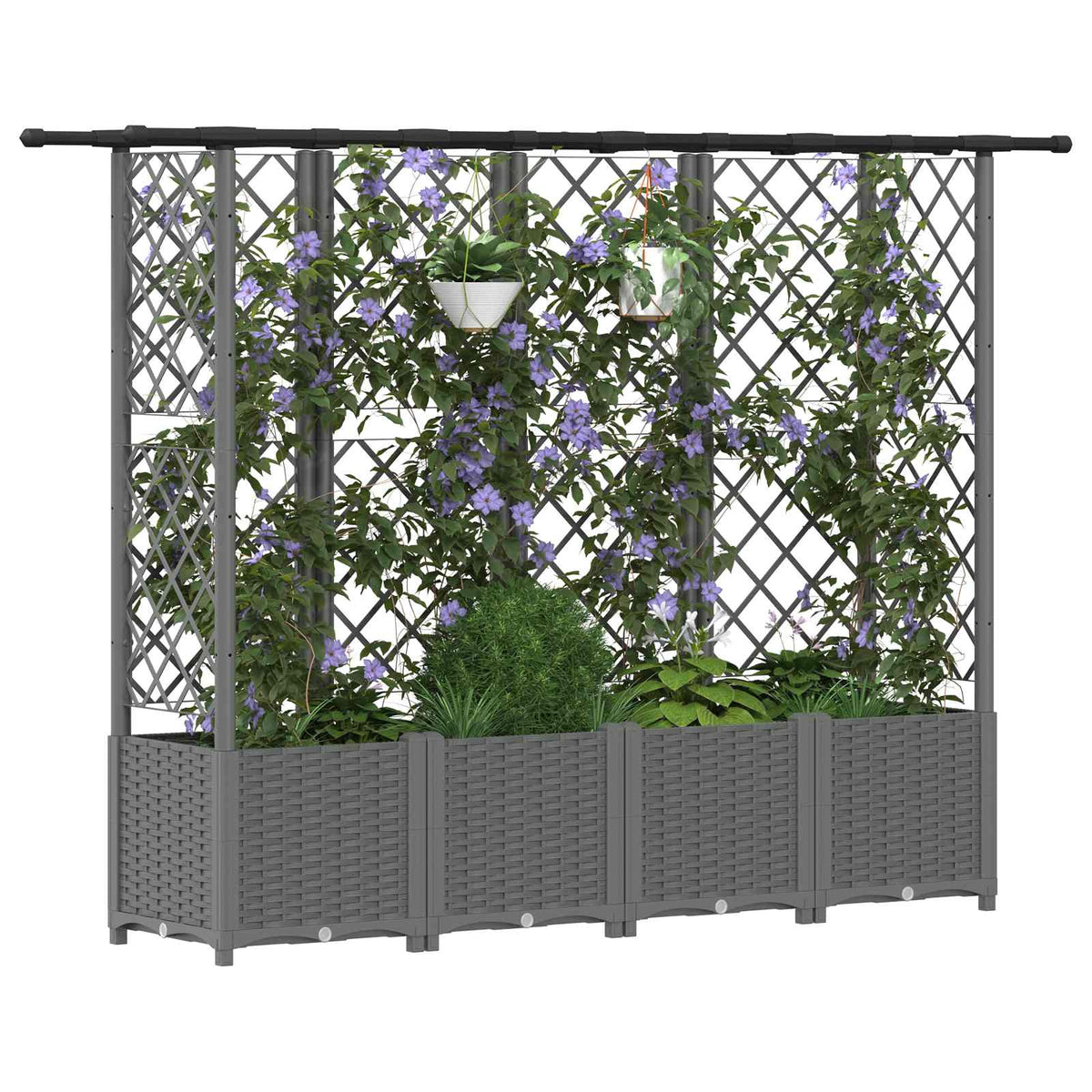 Vidaxl verhoogd bed met trellis en dak lichtgrijs 202 x 40 x 136 cm pp