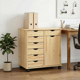 Vidaxl rolling kast 63,5 x 39 x 65,5 cm massief vurenhout bruin