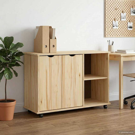 Vidaxl rolling kast bruin 100 x 39 x 65,5 cm massief vurenhout
