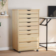 Vidaxl rolling cabinet met laden moss 53 x 39 x 103 cm heldere vernis
