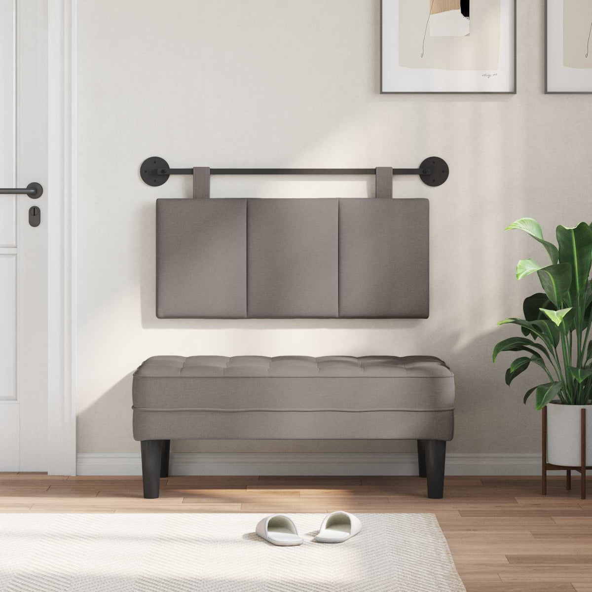 Vidaxl hangend hoofdbord taupe fluweel