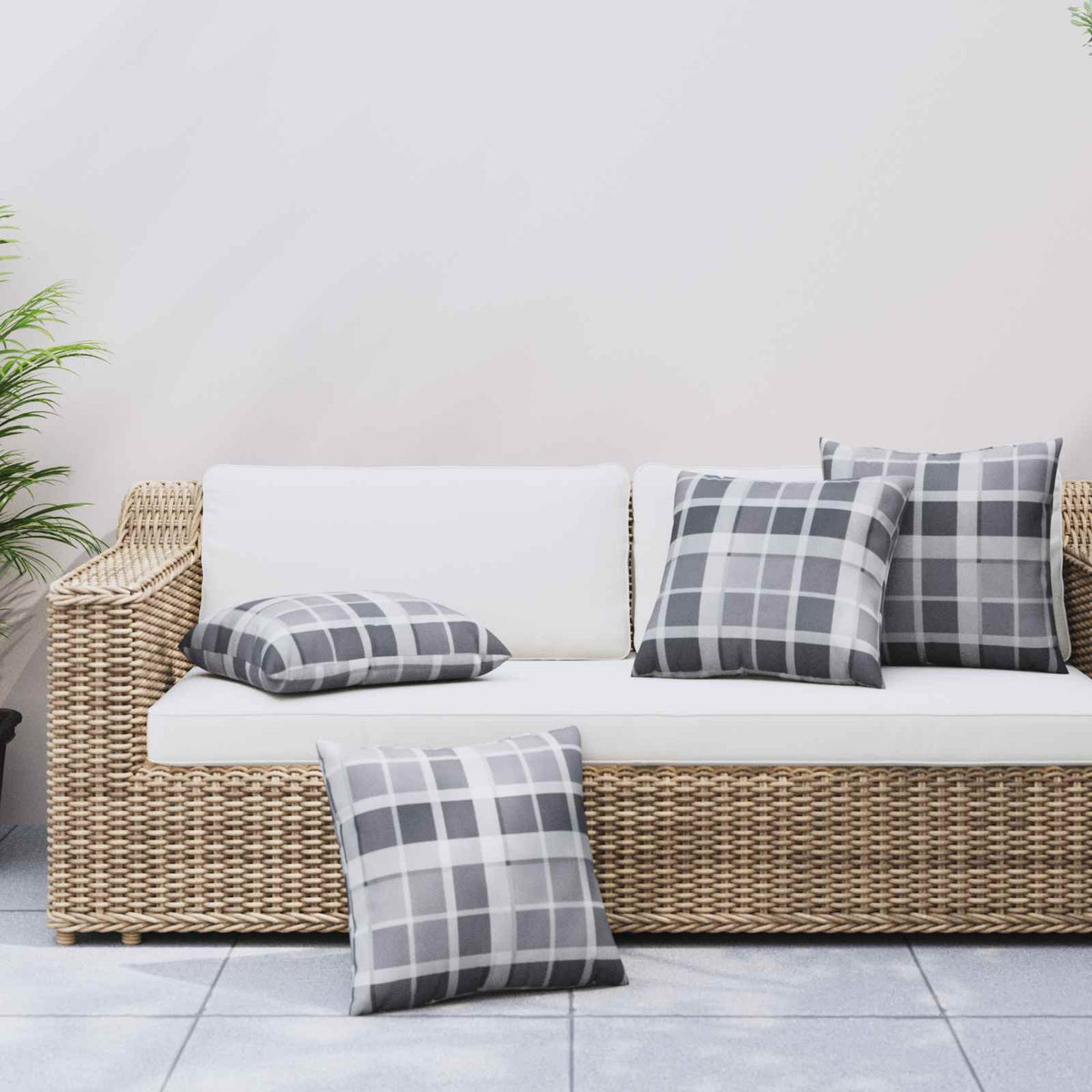Vidaxl buiten kussen 4 st stof grijs ruit 60 x 60 cm