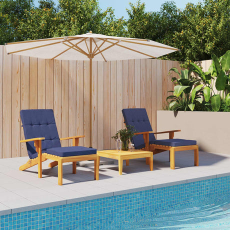 Vidaxl buiten kussen 2 st stof marineblauw 180 x 55 x 7 cm