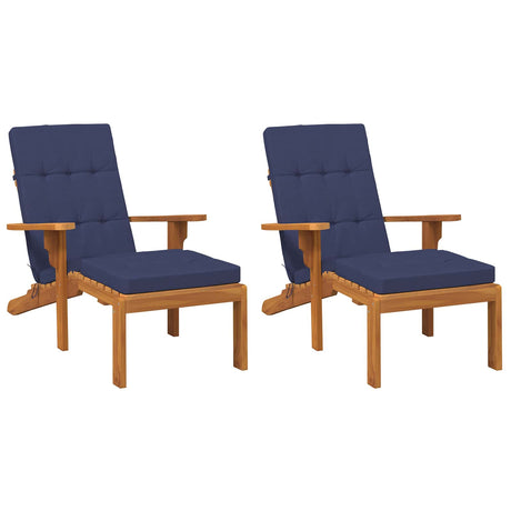 Vidaxl buiten kussen 2 st stof marineblauw 180 x 55 x 7 cm
