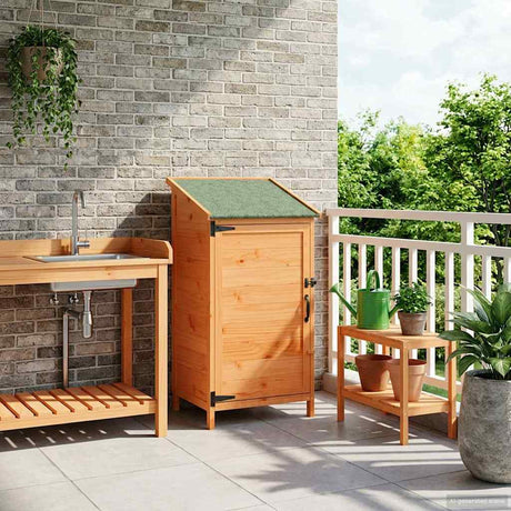 Vidaxl tuinschuur bruin 59,5 x 56 x 113,5 cm massief vurenhout