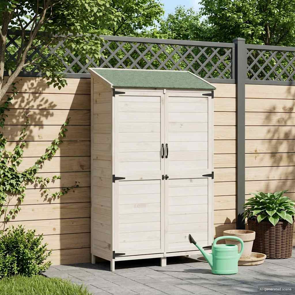 Vidaxl tuinschuur met dak wit 106,5 x 56 x 176 cm massief vurenhout