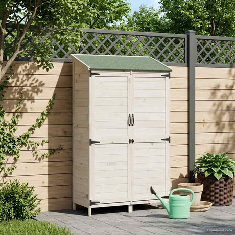 Vidaxl tuinschuur met dak wit 106,5 x 56 x 176 cm massief vurenhout