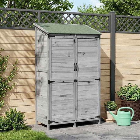 Vidaxl tuinschuur met dak grijs 106,5 x 56 x 176 cm massief vurenhout