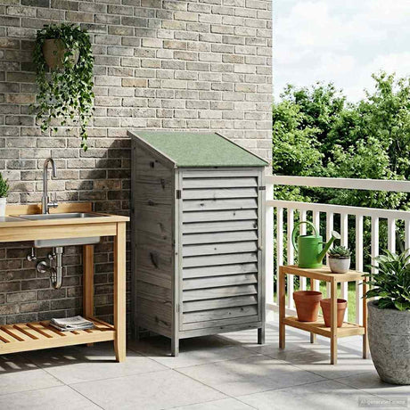 Vidaxl tuinschuur met dak grijs 59 x 56 x 113,5 cm massief vurenhout