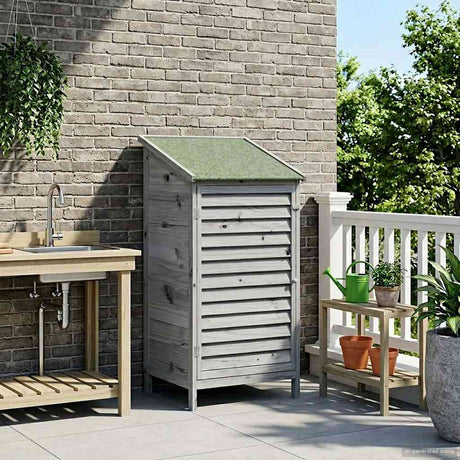Vidaxl tuinschuur met dak grijs 59 x 56 x 113,5 cm massief vurenhout