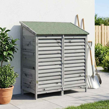 Vidaxl tuinschuur met dak grijs 106 x 56 x 113,5 cm massief vurenhout