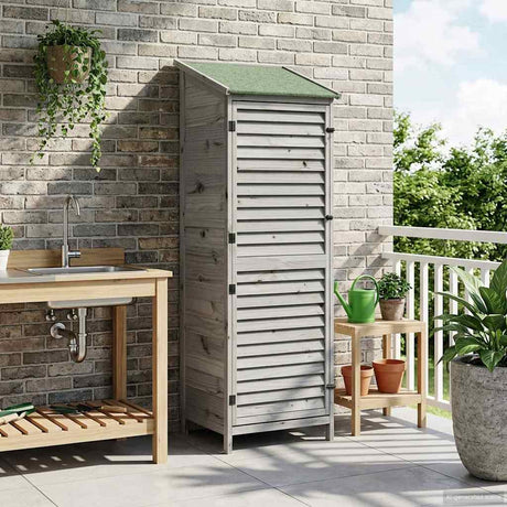 Vidaxl tuinschuur met dak grijs 59 x 56 x 176 cm massief vurenhout
