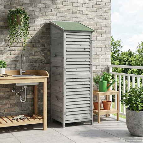 Vidaxl tuinschuur met dak grijs 59 x 56 x 176 cm massief vurenhout