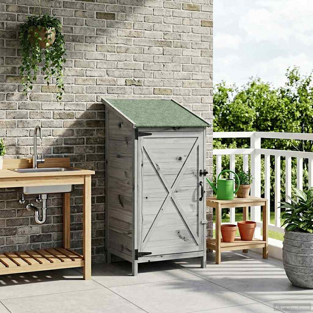 Vidaxl tuinschuur grijs 59,5 x 56 x 113,5 cm massief vurenhout
