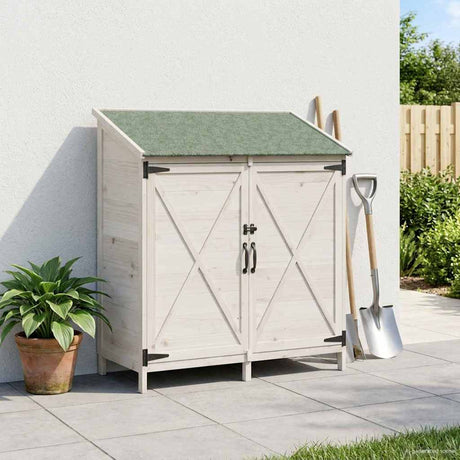Vidaxl tuinschuur wit 106 x 56 x 113,5 cm massief vurenhout