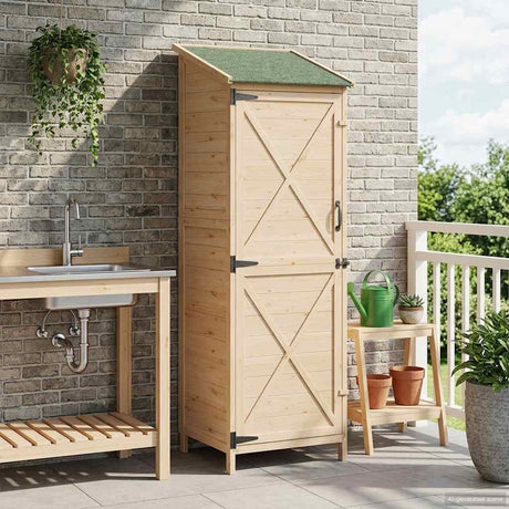 Vidaxl tuinschuur naturel 59,5 x 56 x 176,5 cm massief vurenhout