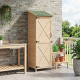 Vidaxl tuinschuur naturel 59,5 x 56 x 176,5 cm massief vurenhout