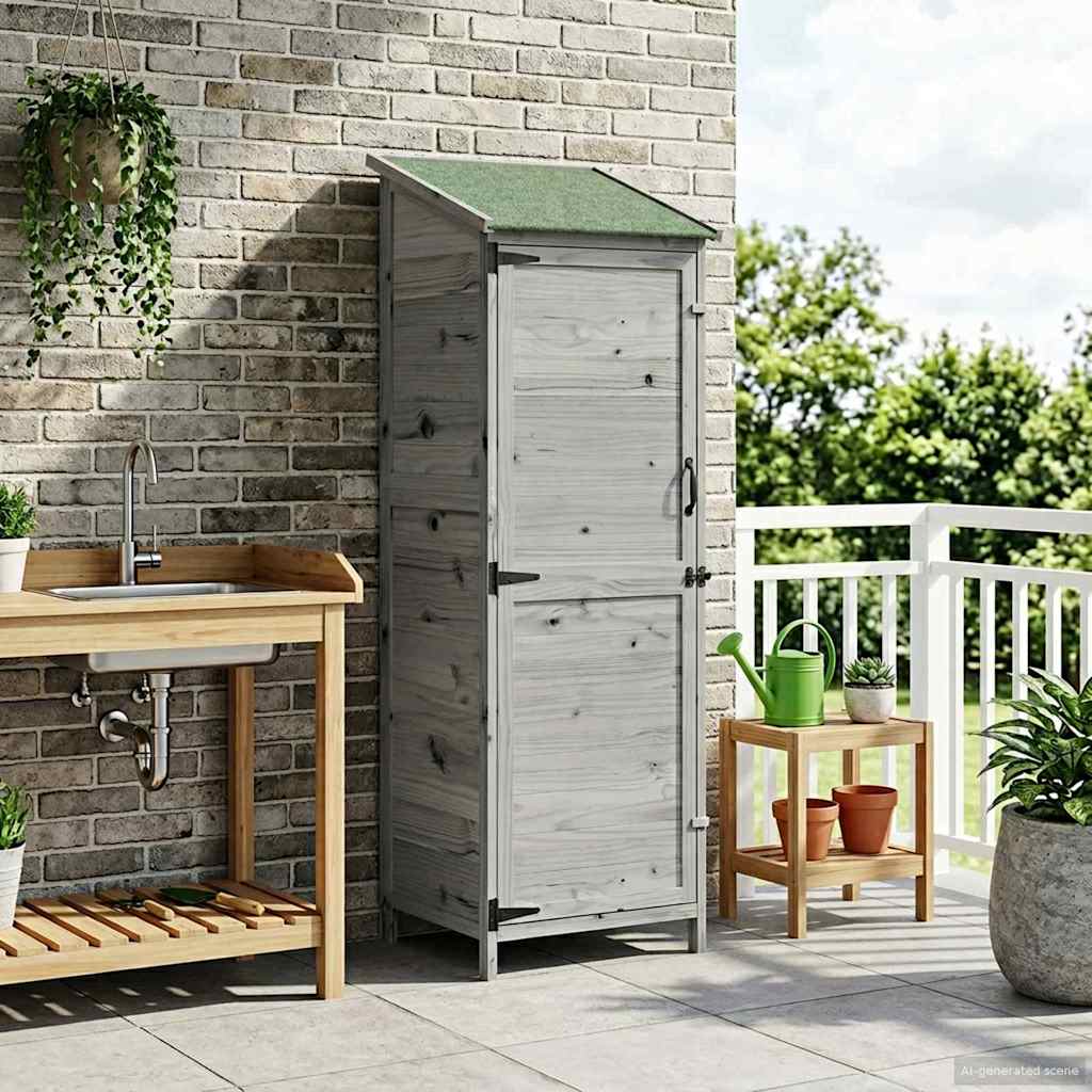 Vidaxl tuinschuur grijs 59,5 x 56 x 176,5 cm massief vurenhout