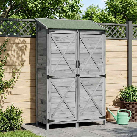 Vidaxl tuinschuur grijs 106 x 56 x 176,5 cm massief vurenhout