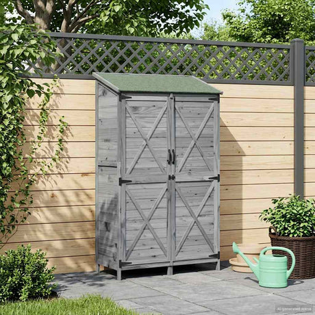 Vidaxl tuinschuur grijs 106 x 56 x 176,5 cm massief vurenhout